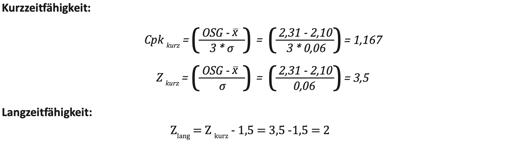 Sigma Shift Formel